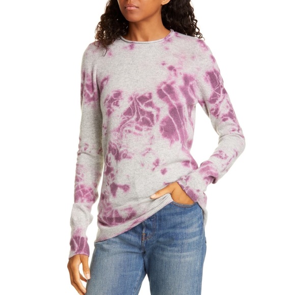 RAQUEL ALLEGRA Tie Dye Cashmere Slim Sweater Pink
